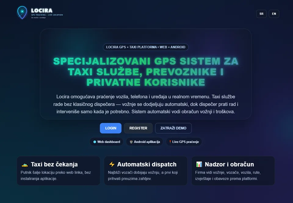 LOCIRA landing page secondary interface