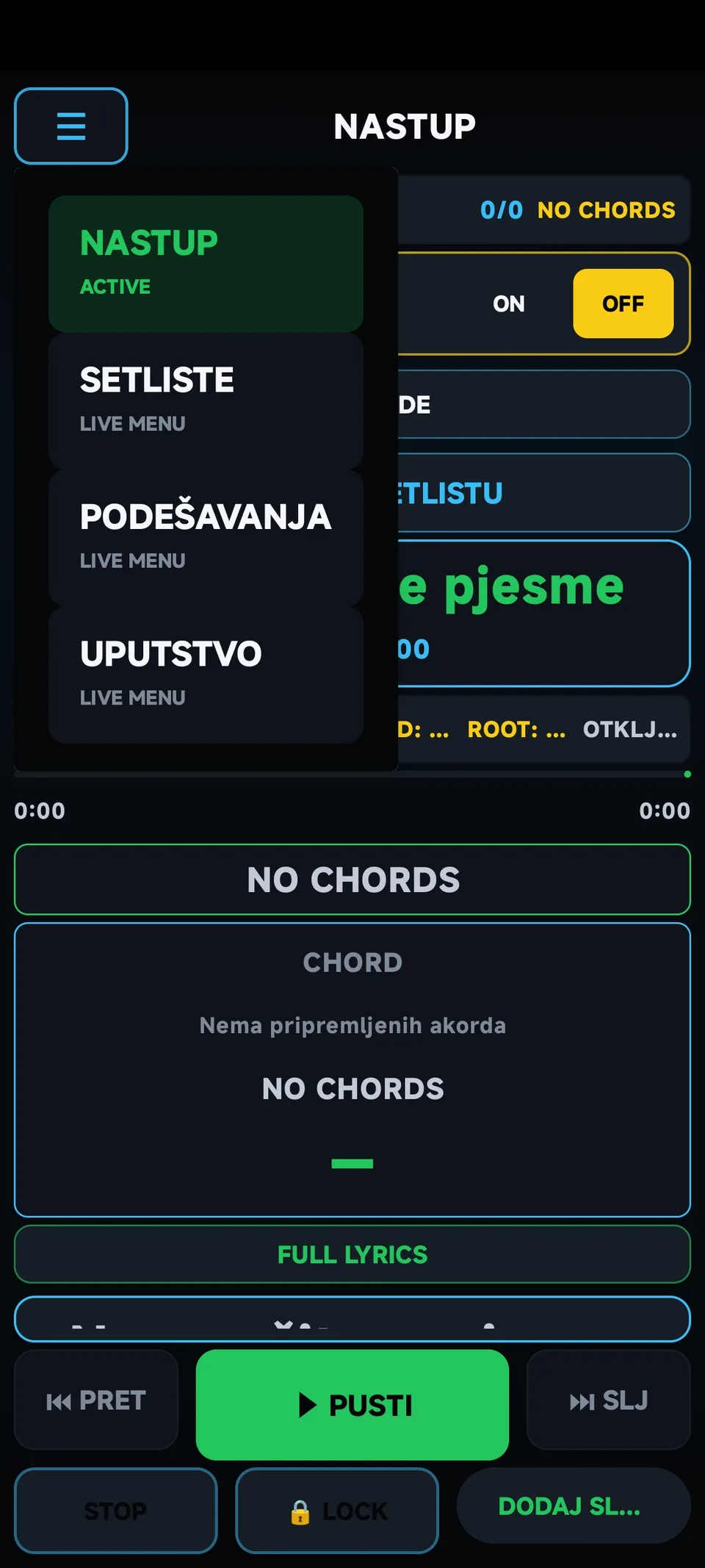 Matrice Stage application screen